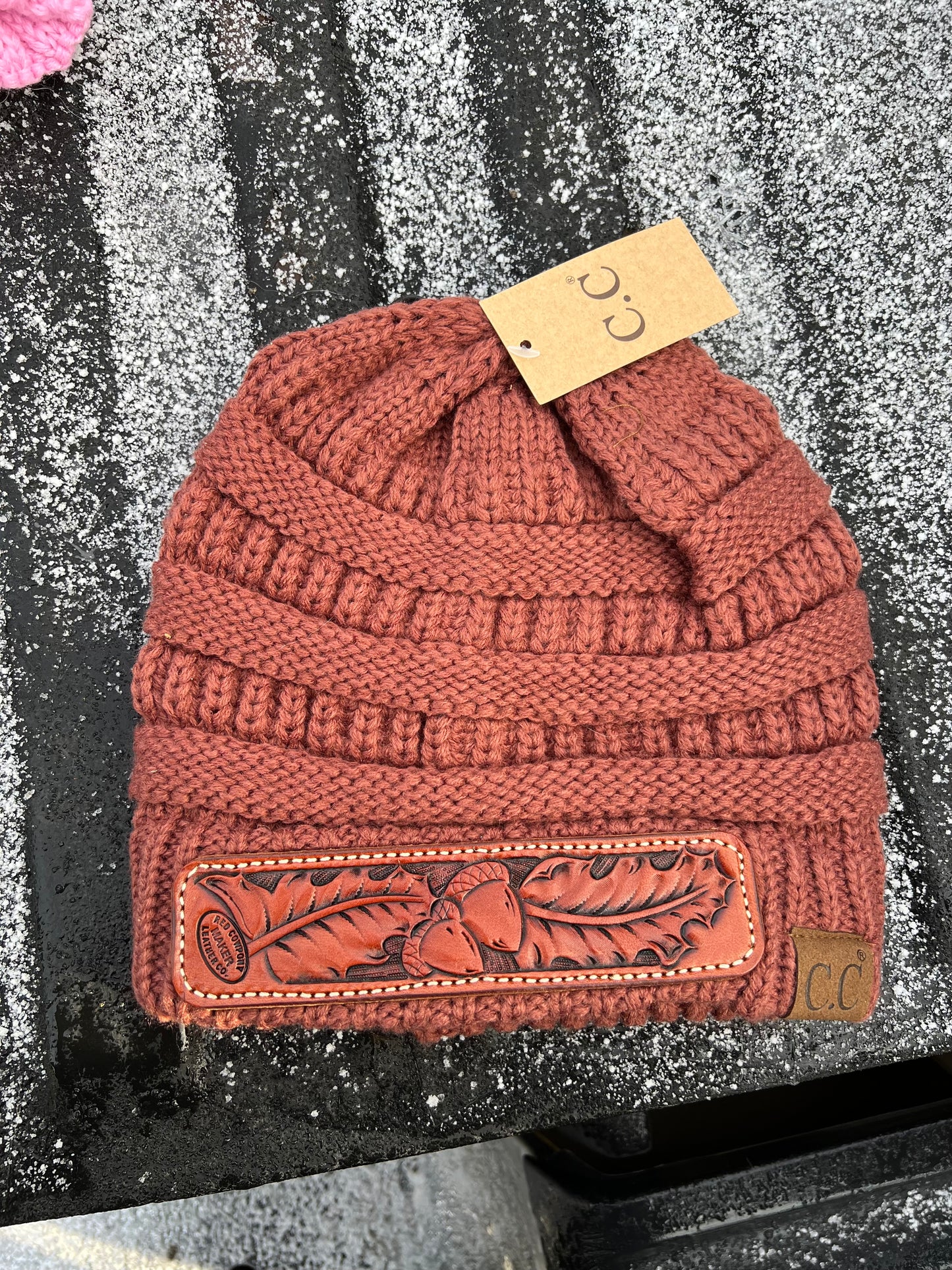 Rust Oak Leaf Beanie