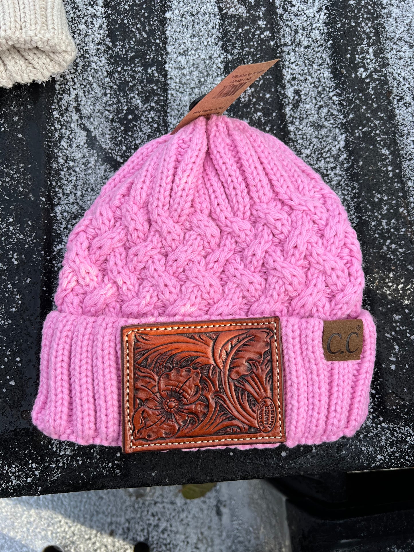 Pink Floral Beanie