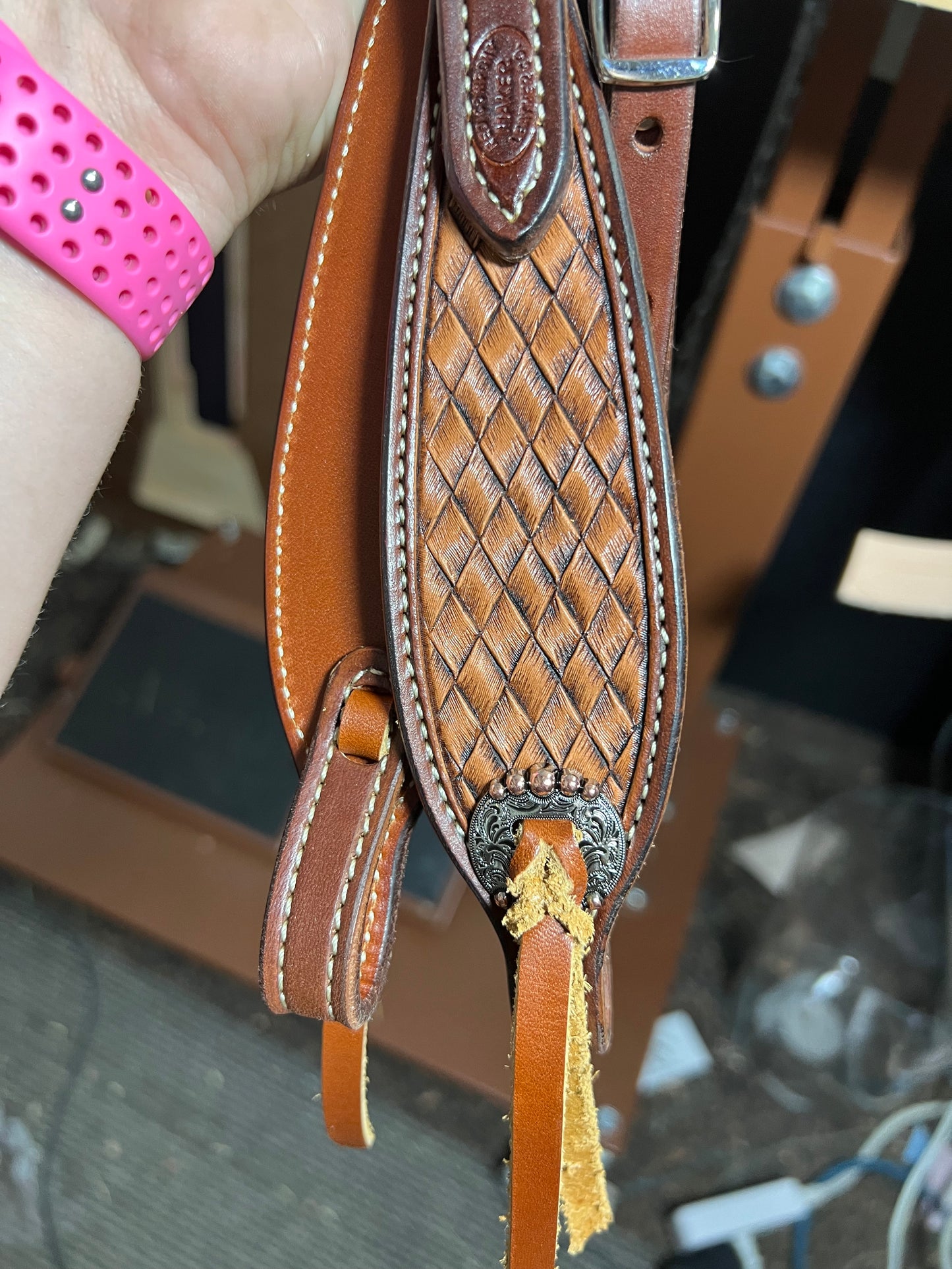 Wood Grain Diamonds Browband Headstall