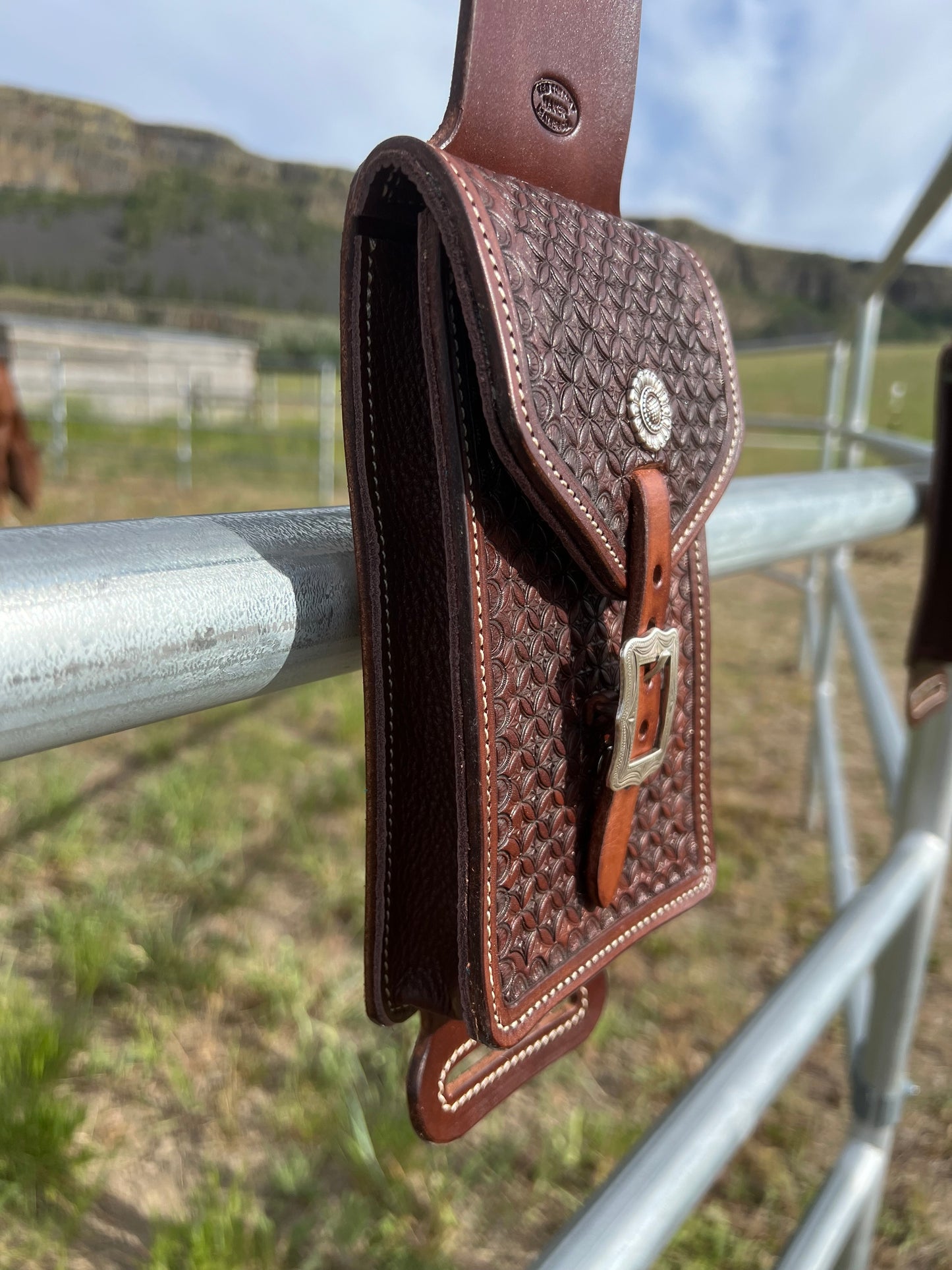 *Made to Order* Geometric Stamped Billet Bag Dark Brown