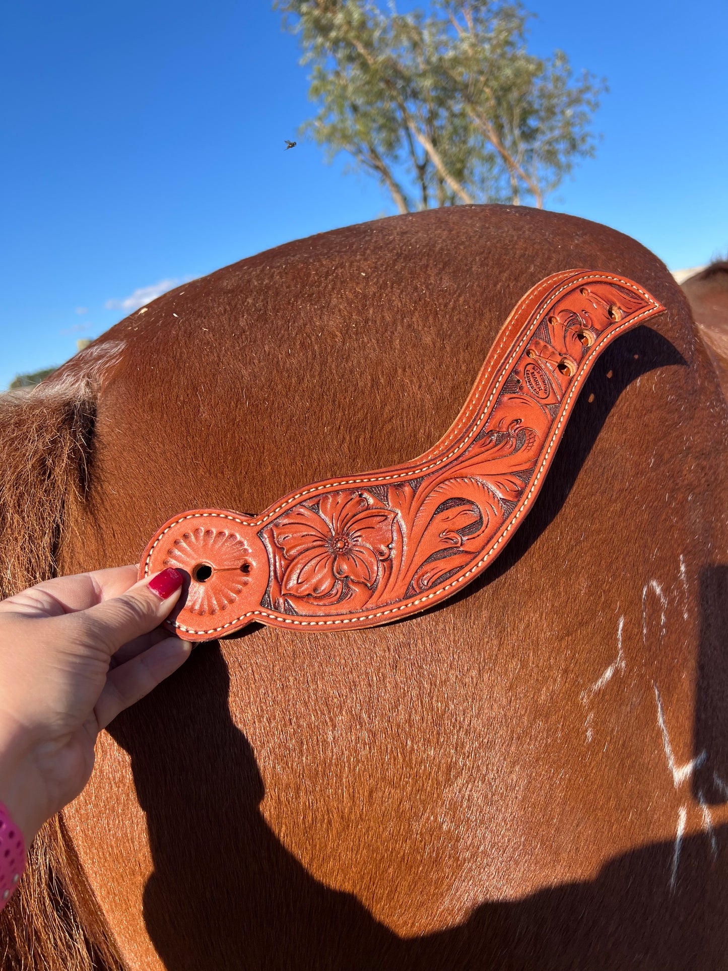 Tooled Dove Tail Spur Straps