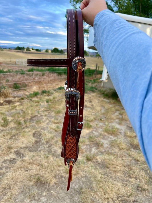 Wood Grain Diamonds Browband Headstall