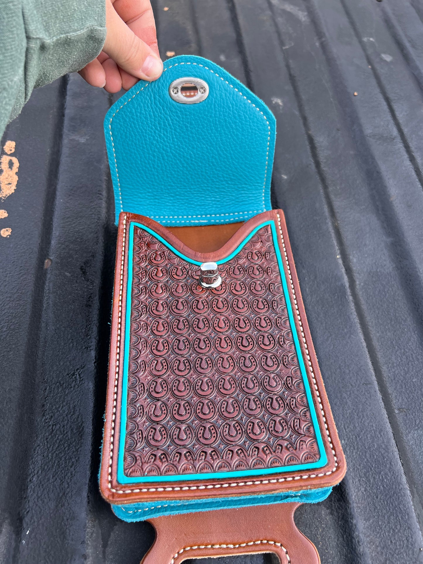 Turquoise Horse Shoes and Stars Billet Bag