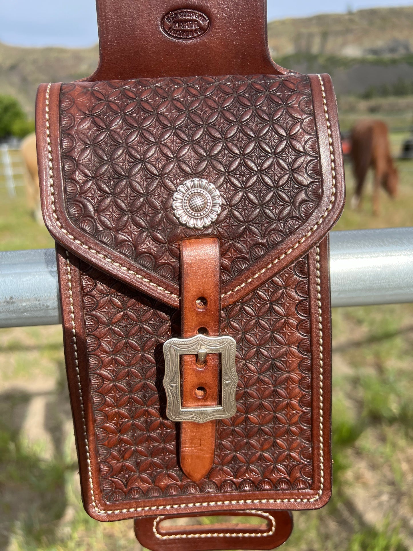 *Made to Order* Geometric Stamped Billet Bag Dark Brown