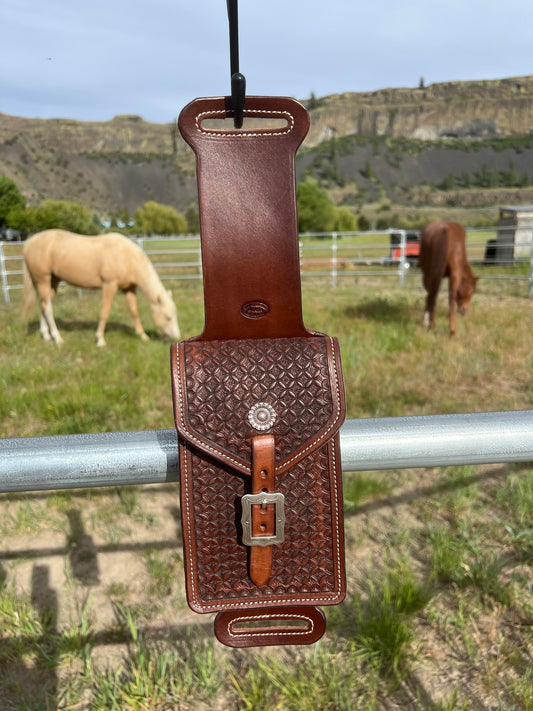 *Made to Order* Geometric Stamped Billet Bag Dark Brown