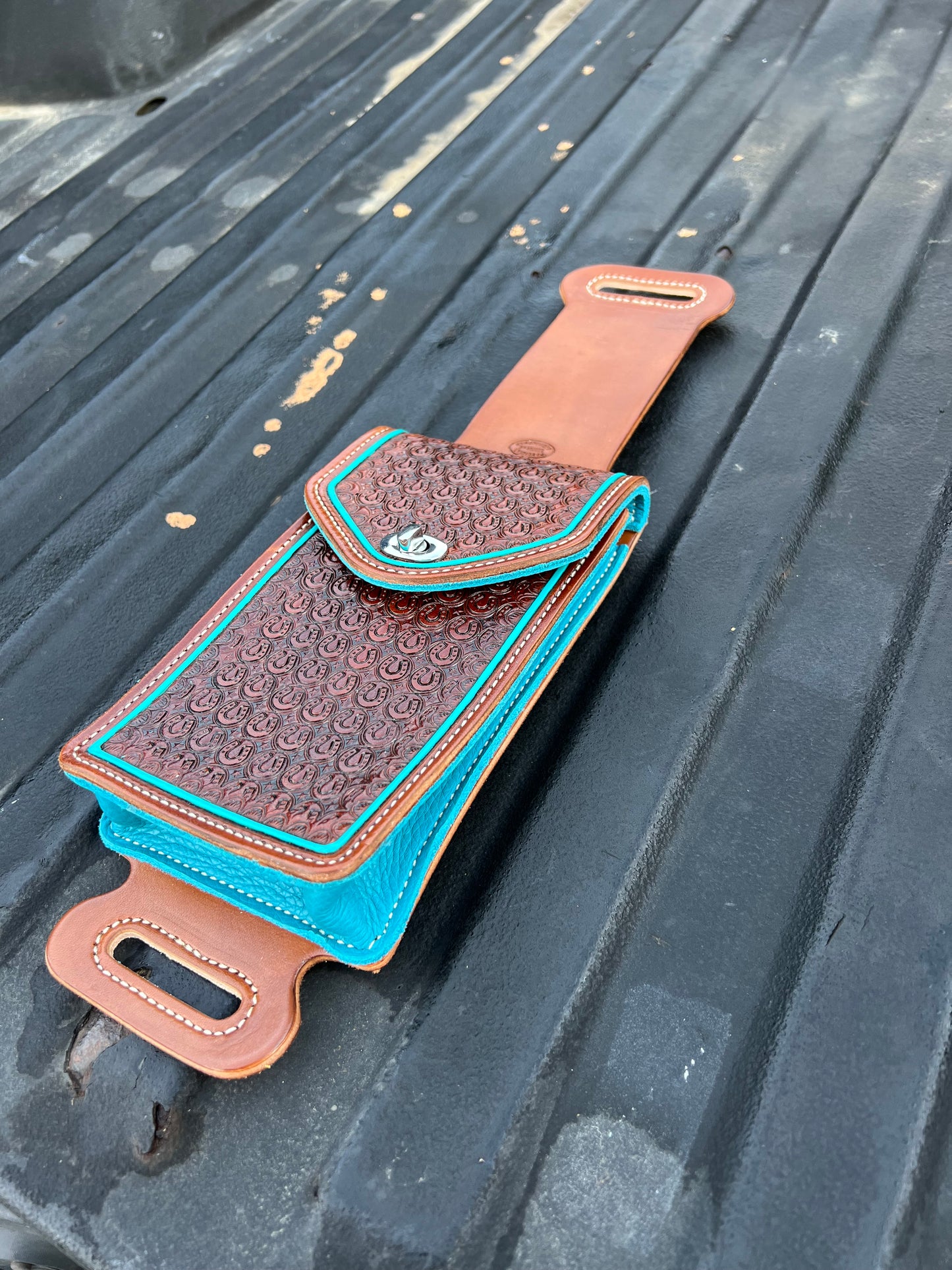 Turquoise Horse Shoes and Stars Billet Bag