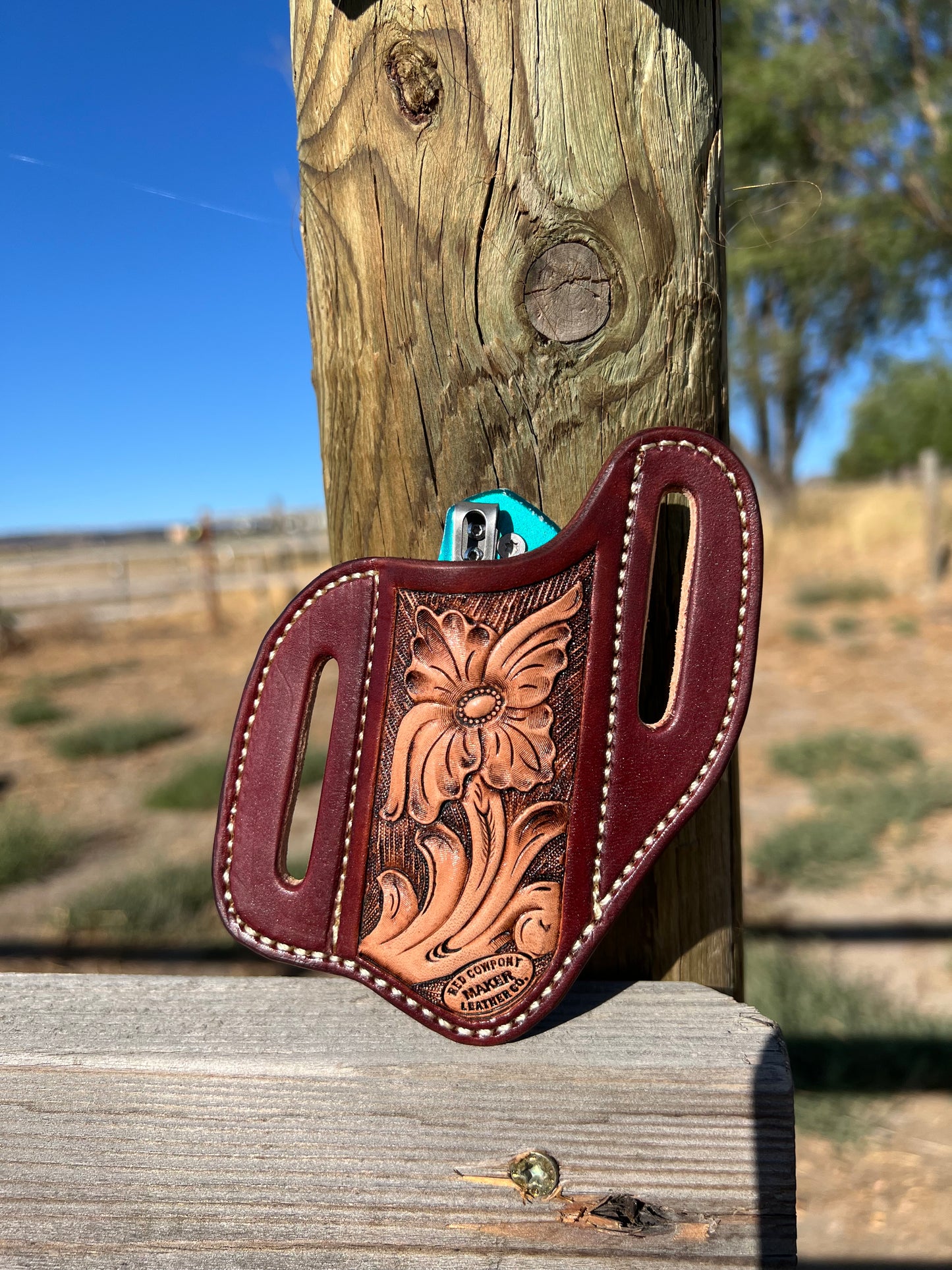 Floral and Mahogany Belt Sheath