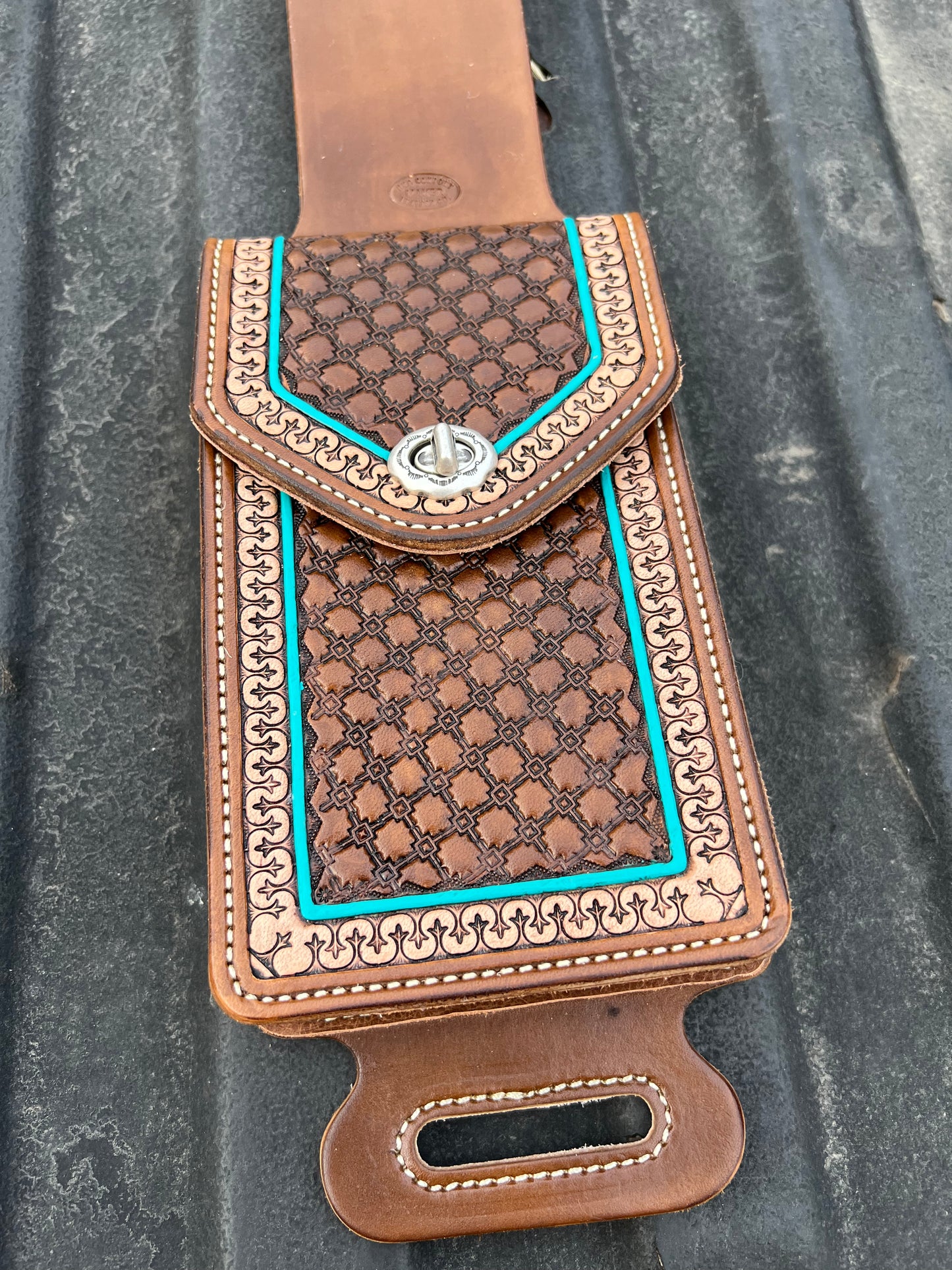 Turquoise Geometric Billet Bag